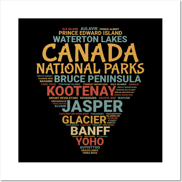 Canada National Parks List Word Cloud Arrowhead Souvenir Wall Art by Pine Hill Goods